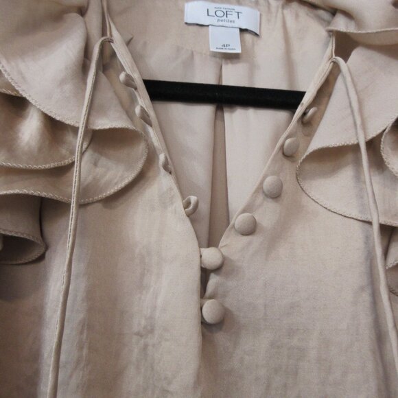 Ann Taylor LOFT Petites "Raw Silk" Oyster colored sleeveless shift, size 4P - Picture 7 of 14